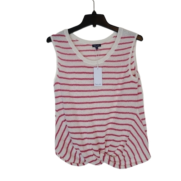Splendid Stripe Cotton Pink White Tank Top Medium NWT - Picture 6 of 9